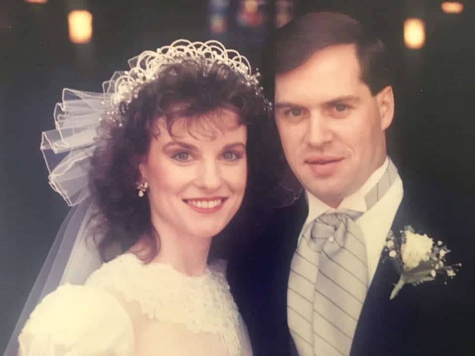 Jane Treacy with her husband, Sean Treacy, wedding image.